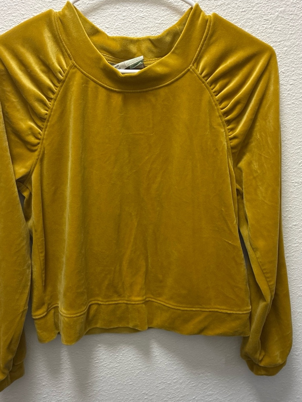 Anthropologie Mustard Velvet Pullover Sweatshirt